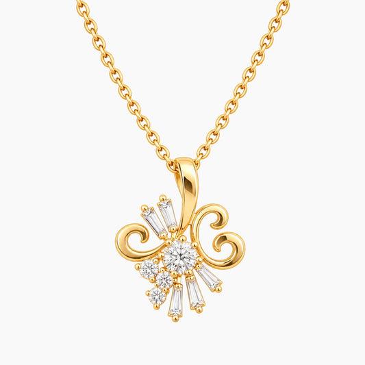 14K Yellow Gold Vintage Chain & Pendant with 1.00 ct Diamonds