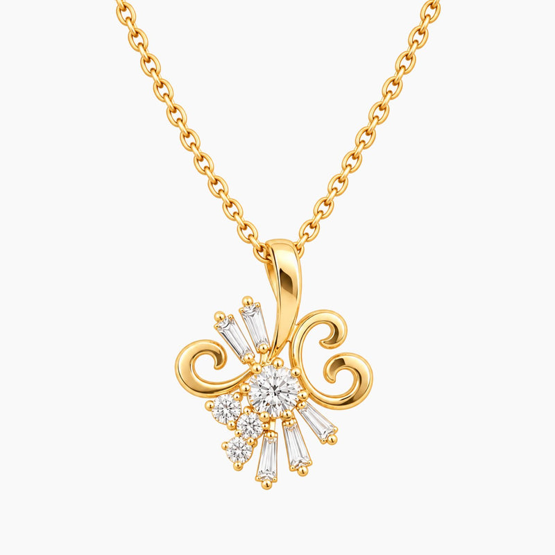 14K Yellow Gold Vintage Chain & Pendant with 1.00 ct Diamonds