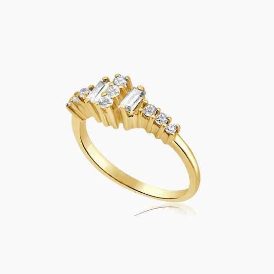 14K Yellow Gold Women Ring CZ, Size 6.5, 2.5g