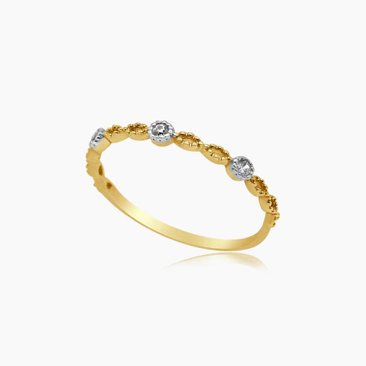 14K Yellow Gold Women Ring CZ, Size 6.75, 0.7g