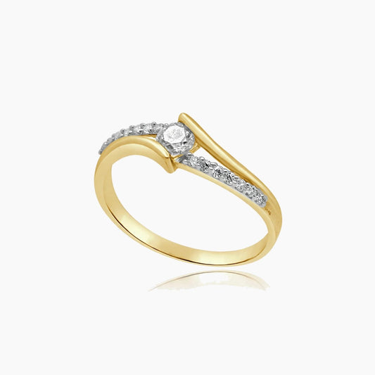14K Yellow Gold Women Ring CZ, Size 8.25, 1.9g