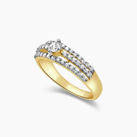 14K Yellow Gold Women Ring CZ, Size 7, 2.3g