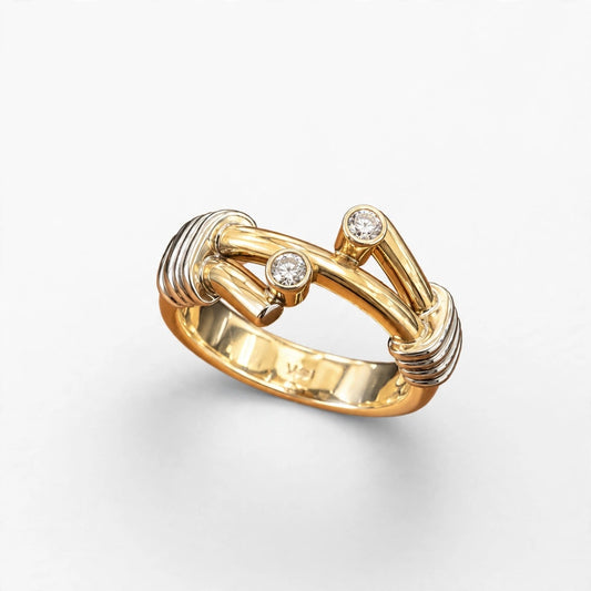 14K Yellow Gold Women’s Ring 0.08 ct Natural, Size 6.5, 7.2g