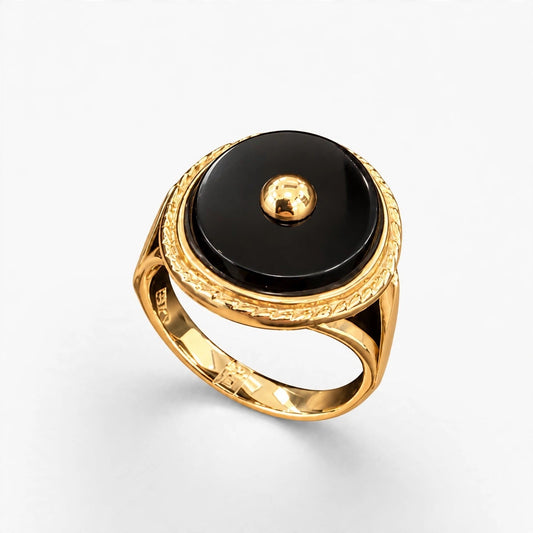 14K Yellow Gold Women’s Ring Onyx Oval, Size 5, 3.9g