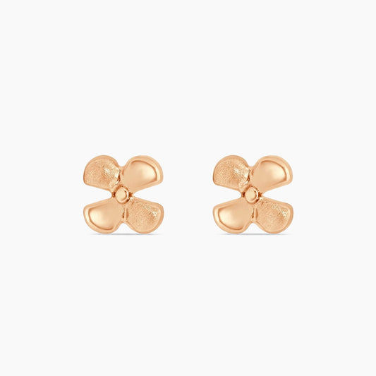 14K Yellow & Rose Gold Floral Stud Earrings, 10mm, 1.4g