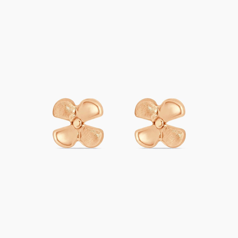 14K Yellow & Rose Gold Floral Stud Earrings, 10mm