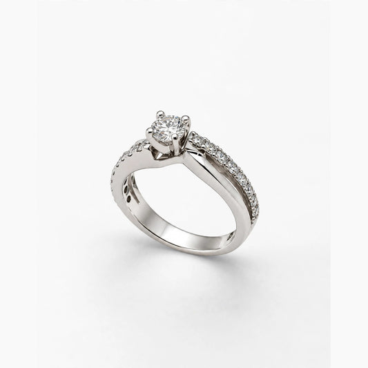 14K White Gold Engagement Ring 1.00 ct Natural, Size 6, 4.3g