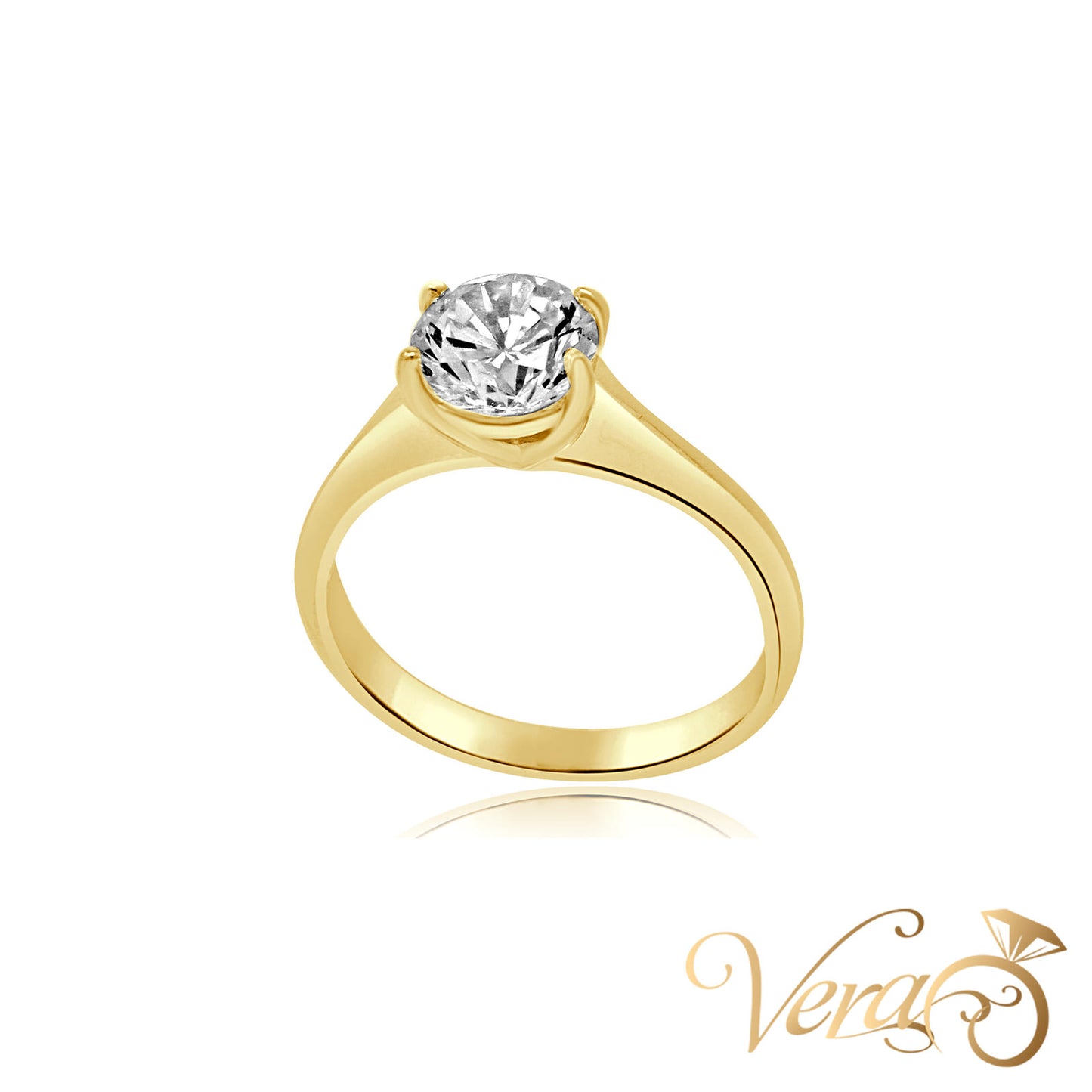 10K YG 2.7g CZ Ring 6.75 sz SOLITAIRE