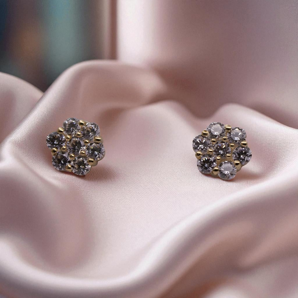 14K YG Rosetta Cubic Zirconia Earrings