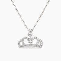 18K White Gold Crown Chain & Pendant with Natural Diamonds, 16