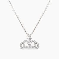 18K White Gold Crown Chain & Pendant with Natural Diamonds, 16
