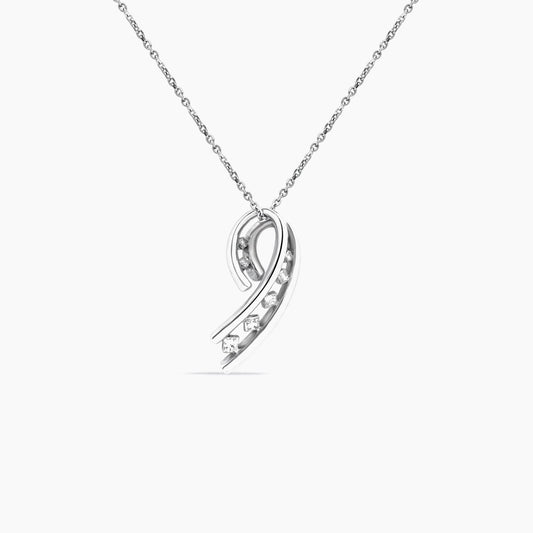 18K White Gold Diamond Pendant with 14K White Gold Chain – 16"