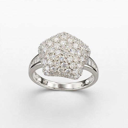 18K White Gold Women Ring 1.40 ct Natural, Size 7, 4.7g
