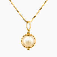 18K YG Fancy Chain Necklace with 10K YG Pearl Pendant