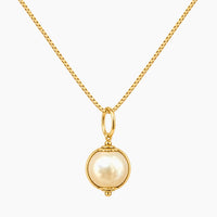 18K YG Fancy Chain Necklace with 10K YG Pearl Pendant