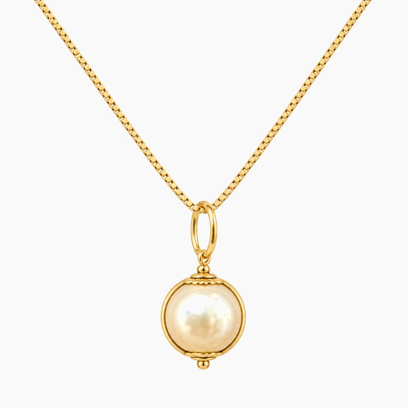 18K YG Fancy Chain Necklace with 10K YG Pearl Pendant
