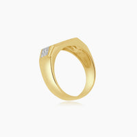 18K Yellow Gold Men's Ring with Natural Diamonds, Size 12.5