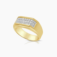 18K Yellow Gold Men's Ring with Natural Diamonds, Size 12.5