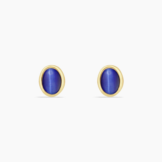 18K Yellow Gold Star Sapphire Stud Earrings, 10mm, 1.2g