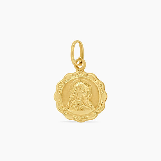 18K Yellow Gold Virgin Mary Pendant – 24mm