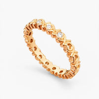 18K Yellow Gold XO Band Ring 0.06 ct Natural, Size 7, 3.6g