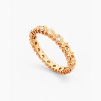 18K Yellow Gold XO Band Ring 0.06 ct Natural, Size 7, 3.6g
