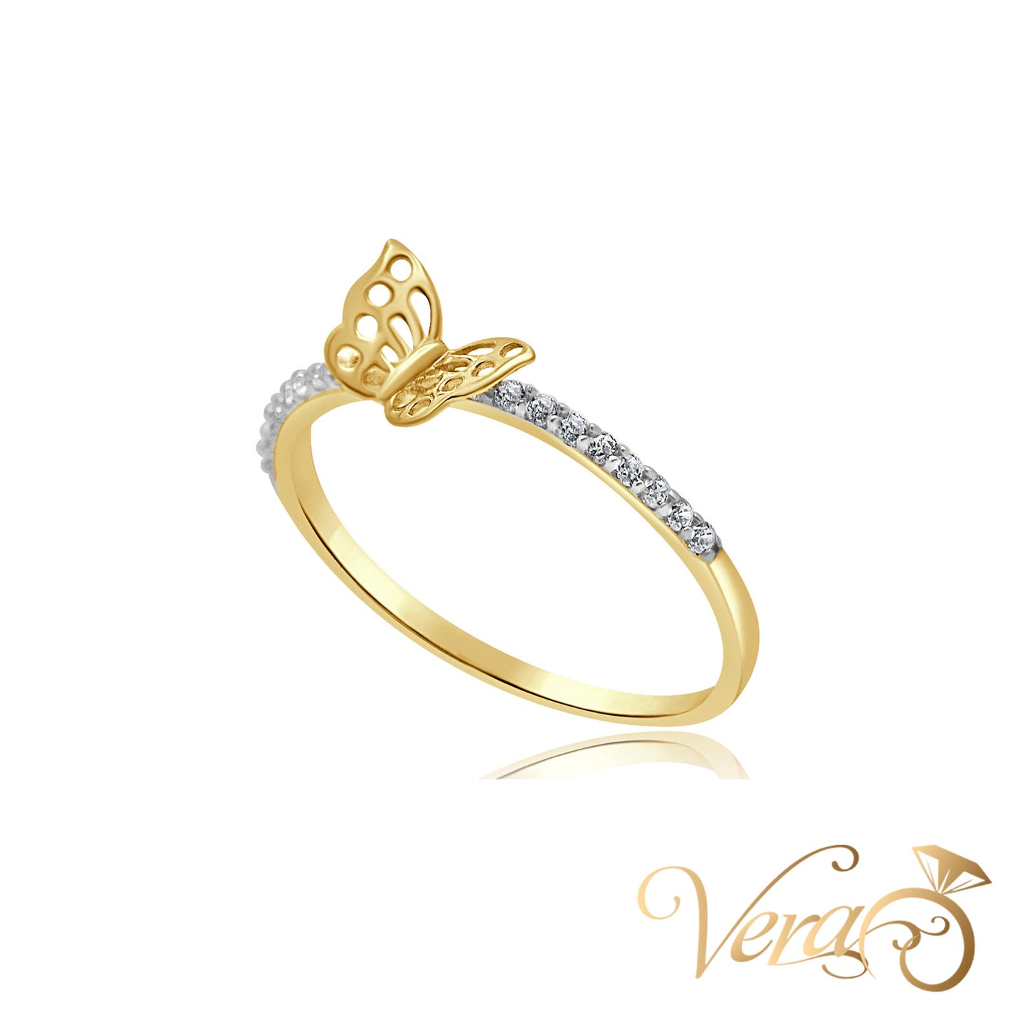 14K YG Women Ring CZ, Size 6.75, 0.9g