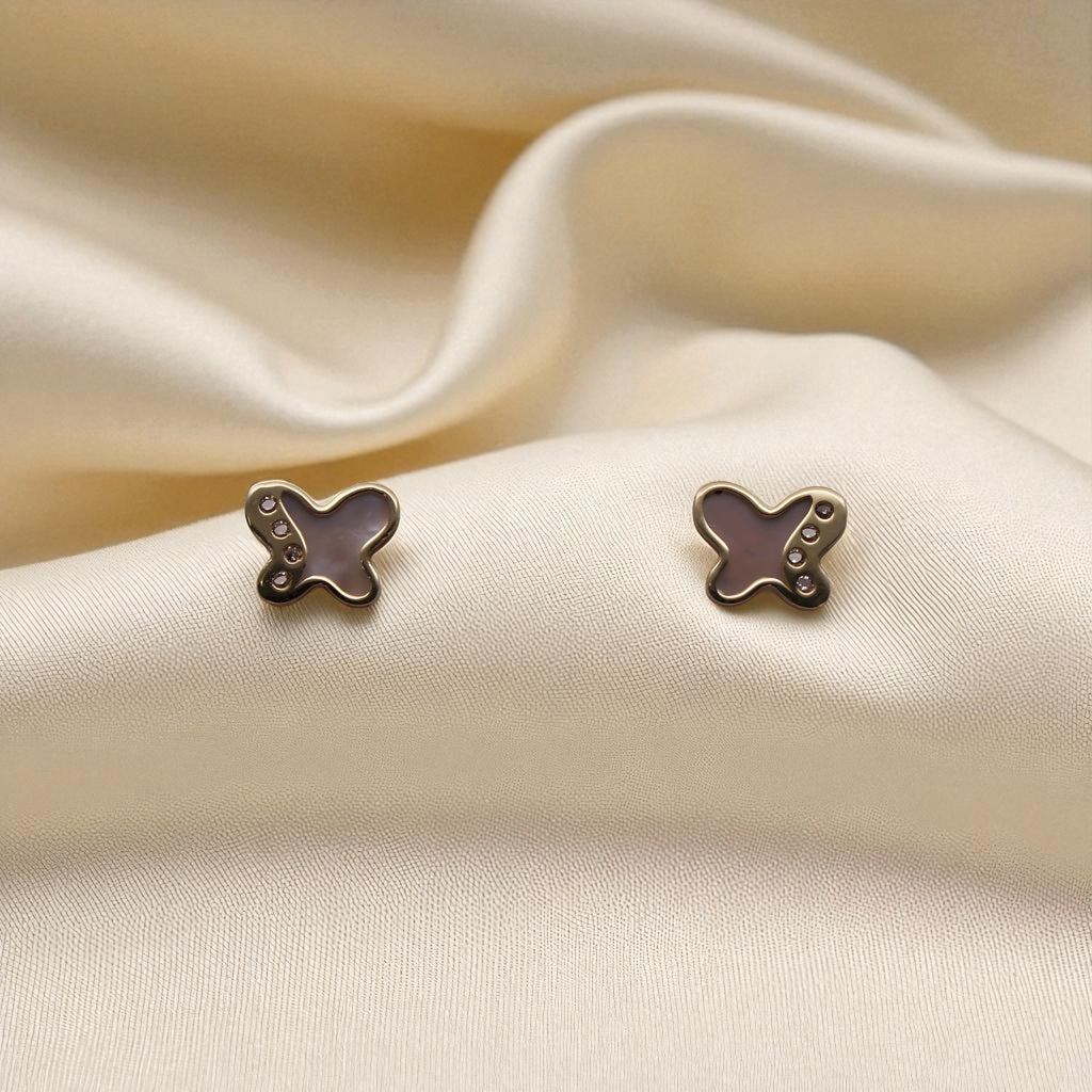 14K YG - 0.8g - CZ - Earrings -  -