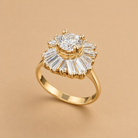 14K YG Women’s Ring CZ, Size 8.25, 5.2g