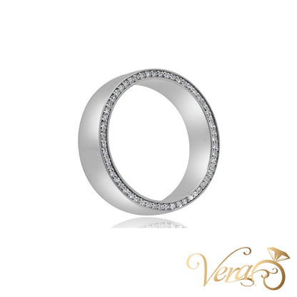 14K White Gold Band Ring with 0.50 ct Natural Diamond, Size 10, 11.3g