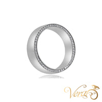 14K White Gold Band Ring with 0.50 ct Natural Diamond, Size 10, 11.3g