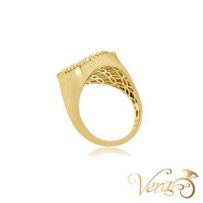 14K YG Clover Ring Mother of Pearl, Size 8.5, 6.4g
