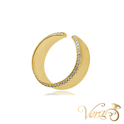 14K YG Open Band Ring CZ, Size 7–10, 4.0g