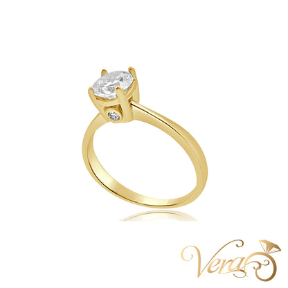 10K YG 2.6g CZ Ring 7.5 sz SOLITAIRE
