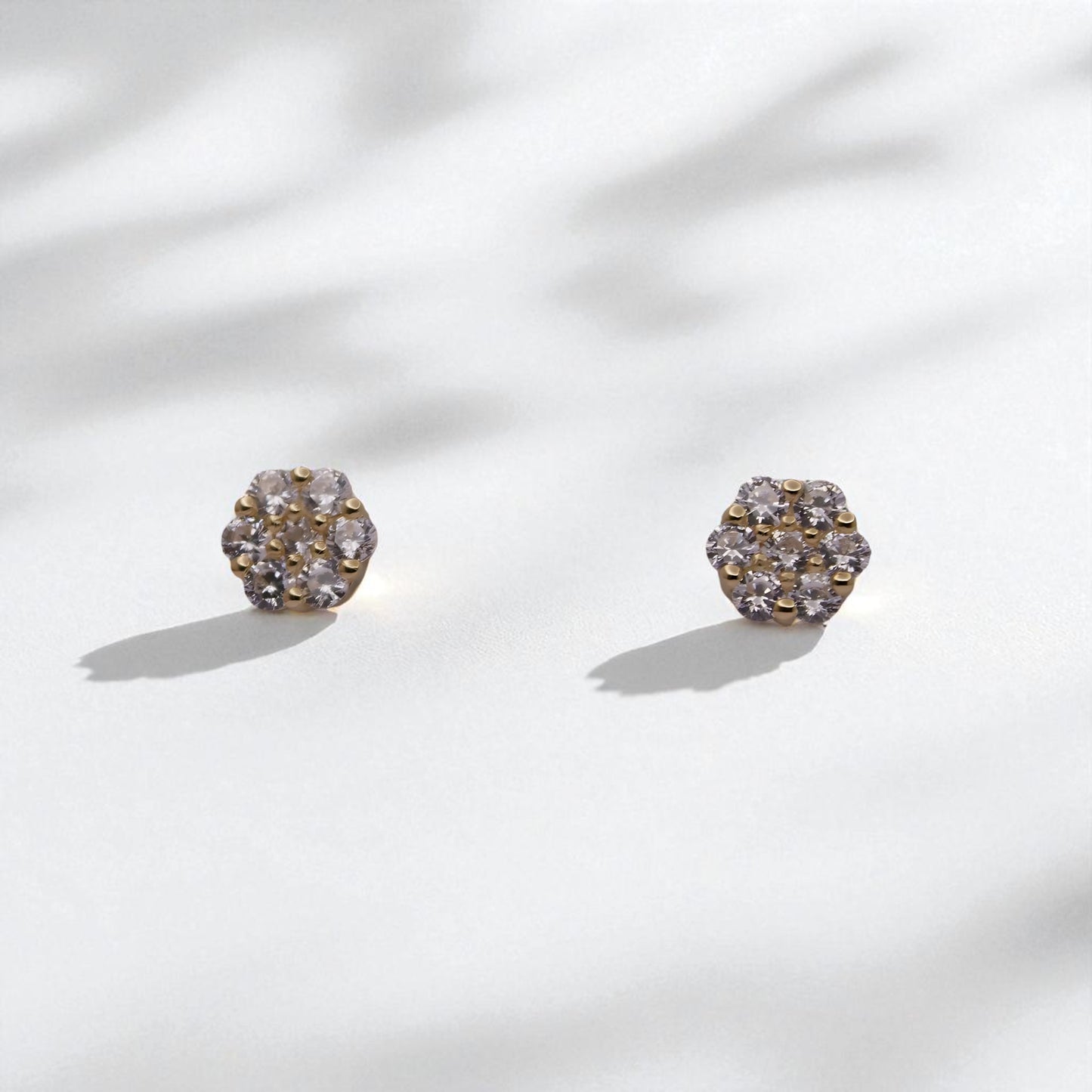 14K YG Hexagon Cubic Zirconia Earrings