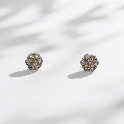 14K YG Hexagon Cubic Zirconia Earrings