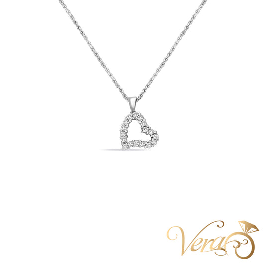 14K Yellow Gold Heart of Diamonds Pendant with Rope Chain – 0.50ct – 16"