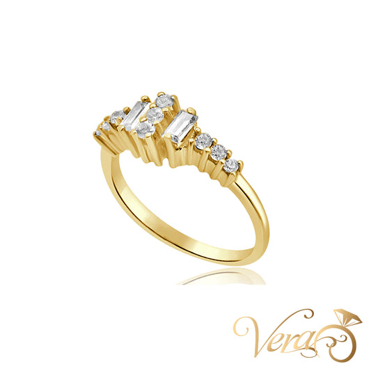 14K YG Women Ring CZ, Size 6.5, 2.5g - Vera Jewelry in Miami