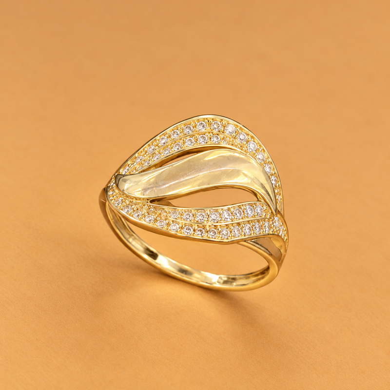 10K YG Women Ring CZ, Size 6.75, 1.7g