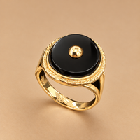 14K YG Women’s Ring Onyx Oval, Size 5, 3.9g