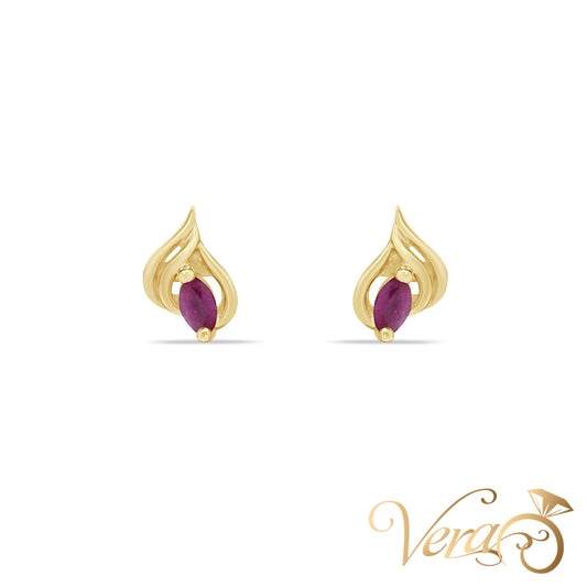 14K Yellow Gold Ruby Stud Earrings, 10mm, 1.7g
