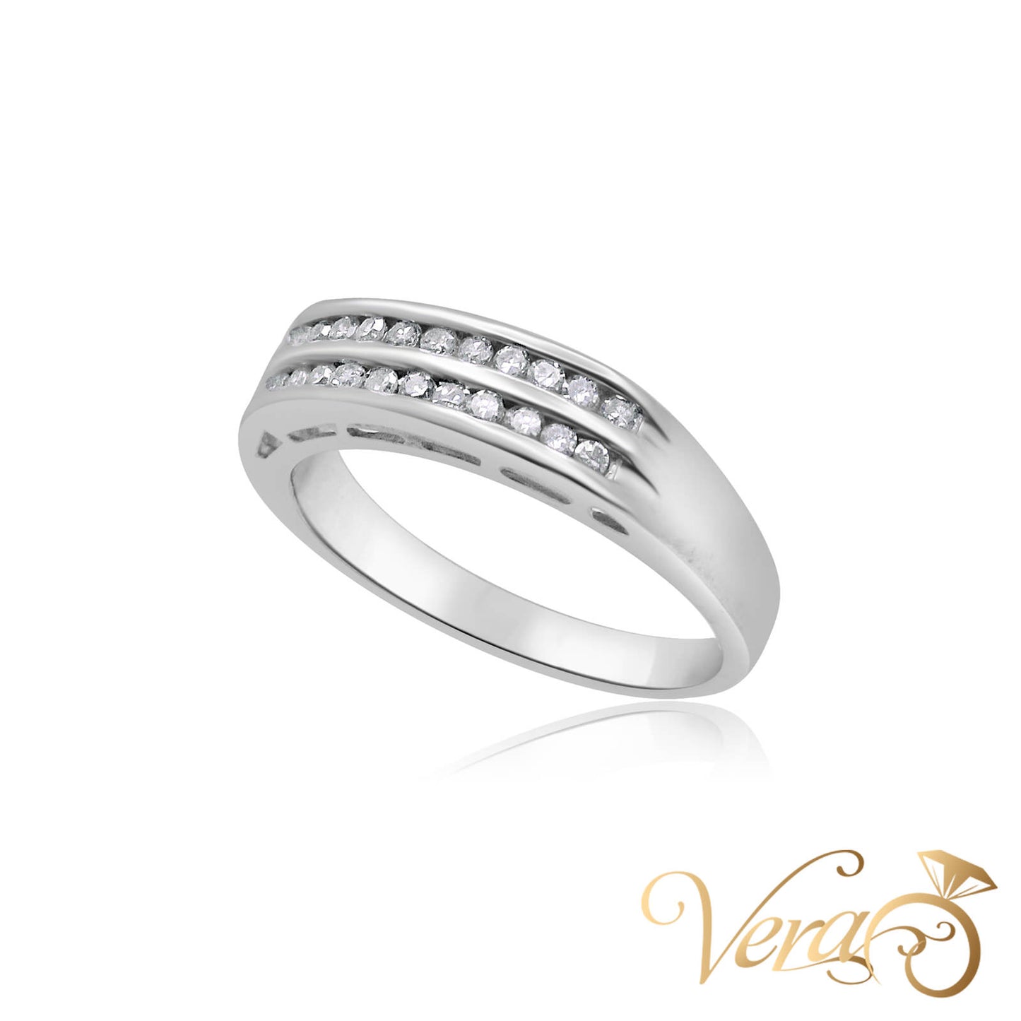 14K WG Band Ring 0.20 ct NAT, Size 7, 3.6g