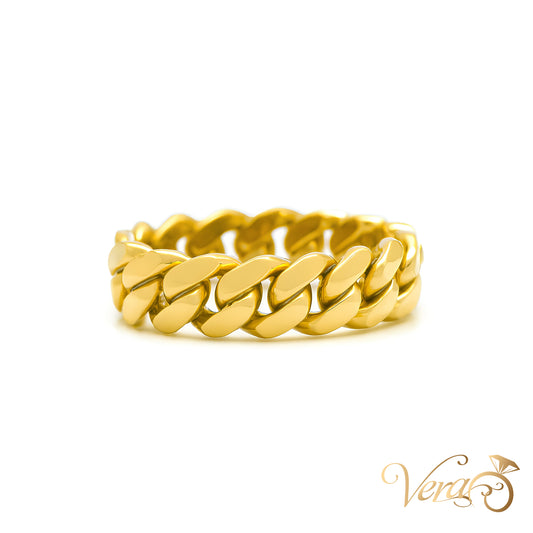 10K Yellow Gold Cuban Link Ring  Size 11, 20.3g