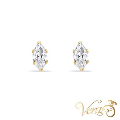 14K Yellow Gold Cubic Zirconia Stud Earrings, 9mm