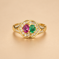 14K YG 4.7g 0.25 ct NAT & Rubi Ring 6.75 sz Women