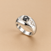 14K WG Women’s Ring 0.08 ct NAT & Sapphire, Size 7, 7.7g