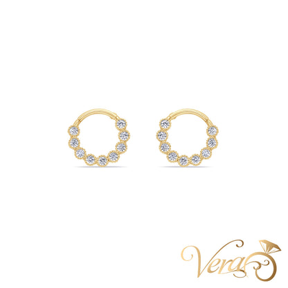 14K Yellow Gold Nose Piercing with Cubic Zirconia, Style 2240