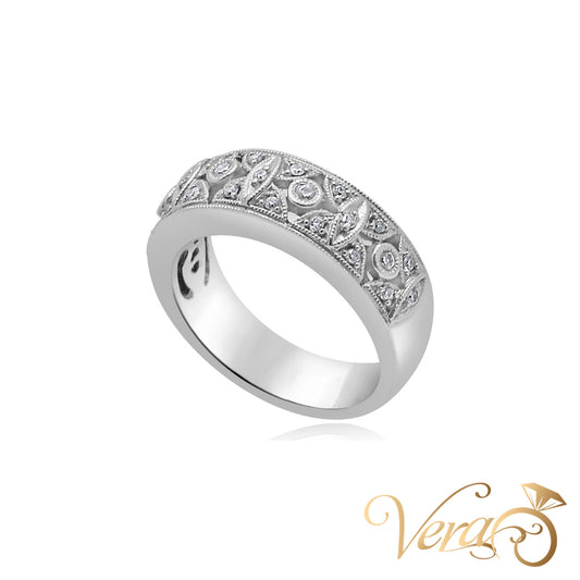 18K WG Diamond Band Ring 0.20 ct NAT, Size 6, 7.4g - Vera Jewelry in Miami