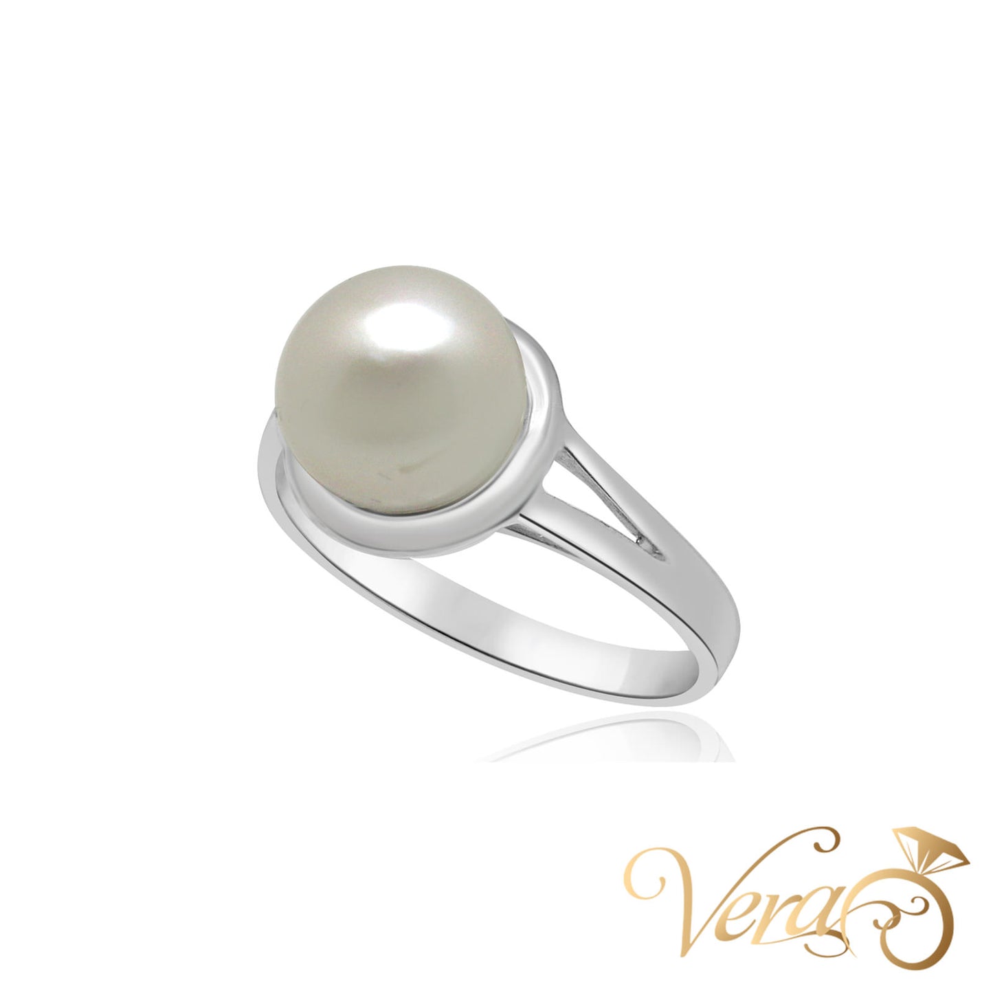 14K WG Women Ring Pearl, Size 7.25, 3.3g
