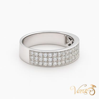 14K WG - 5.38g - NAT - Ring - 8 sz 1.5 ct - Pave Diamond Band